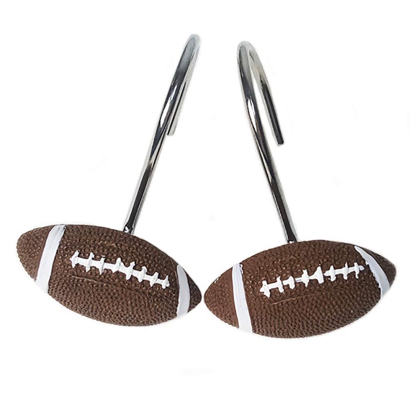 Faitove Football Shower Curtain Hooks Boys Sports Bathroom Rod Decorative Rings - Set of 12 - Image 3